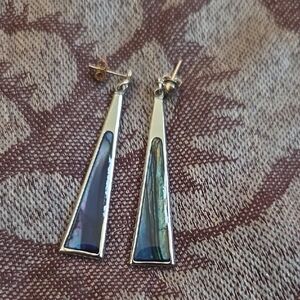 Silver and Blue Triangle Earrings (E14)
